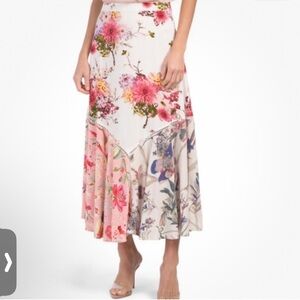 Cream and Pink Boho Maxi Skirt